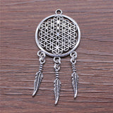 WYSIWYG 2pcs Charms Jewelry Findings Diy Accessories Dreamcatcher Pendant Antique Silver Color 29x64mm
