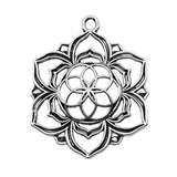 WYSIWYG 2pcs Charms Jewelry Findings Diy Accessories Flower Of Life Pendant Antique Silver Color 35x43mm EF3948