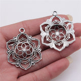 WYSIWYG 2pcs Charms Jewelry Findings Diy Accessories Flower Of Life Pendant Antique Silver Color 35x43mm EF3948