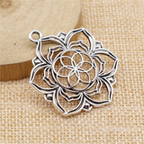 WYSIWYG 2pcs Charms Jewelry Findings Diy Accessories Flower Of Life Pendant Antique Silver Color 35x43mm EF3948