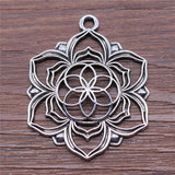 WYSIWYG 2pcs Charms Jewelry Findings Diy Accessories Flower Of Life Pendant Antique Silver Color 35x43mm EF3948