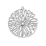 WYSIWYG 2pcs Charms Jewelry Findings Diy Accessories Hollow Flower Pendant Pendant Antique Silver Color 37x40mm