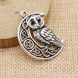 WYSIWYG 2pcs Charms Viking Owl Antique Silver Color Alloy DIY Jewelry Making Accessories 26x33mm