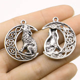 WYSIWYG 2pcs Charms Viking Wolf 26x33mm Antique Silver Color Pendant Viking Wolf Charms For Jewelry Making Jewelry Findings EF3939