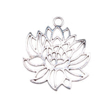 WYSIWYG 2pcs Charms lotus Antique Silver Color 42x48mm Metal Alloy Jewelry DIY Accessories