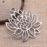 WYSIWYG 2pcs Charms lotus Antique Silver Color 42x48mm Metal Alloy Jewelry DIY Accessories