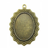 WYSIWYG 2pcs Fit 25x35mm Oval Fashion Style Cameo Cabochon Pendant Base Setting Antique Bronze Color Jewelry Findings