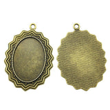 WYSIWYG 2pcs Fit 25x35mm Oval Fashion Style Cameo Cabochon Pendant Base Setting Antique Bronze Color Jewelry Findings