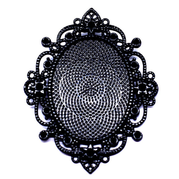 WYSIWYG 2pcs Fit 30x40mm Oval Simple Style Cameo Cabochon Pendant Base Setting Black Color Jewelry Findings For Jewelry Making