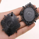 WYSIWYG 2pcs Fit 30x40mm Oval Simple Style Cameo Cabochon Pendant Base Setting Black Color Jewelry Findings For Jewelry Making