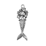 WYSIWYG 2pcs Mermaid Pendant Charms Diy Jewelry Making Jewelry Finding Antique Silver Color 20x62mm