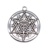 WYSIWYG 2pcs Metal Large Round Flower Of Life Merkaba Meditation Charms Pendants Fit Necklace Jewelry Making Findings 40mm