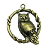 WYSIWYG 2pcs/lot 46x37mm Owl Charms Pendant For Jewelry Making 2 Colors Antique Silver Color Antique Bronze Plated Alloy Charms