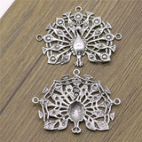WYSIWYG 2pcs/lot 49x66mm Peacock Charms Pendant For Jewelry Making Antique Silver Color Alloy Charms
