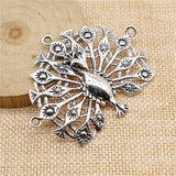 WYSIWYG 2pcs/lot 49x66mm Peacock Charms Pendant For Jewelry Making Antique Silver Color Alloy Charms