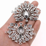 WYSIWYG 2pcs/lot 49x66mm Peacock Charms Pendant For Jewelry Making Antique Silver Color Alloy Charms