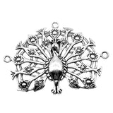 WYSIWYG 2pcs/lot 49x66mm Peacock Charms Pendant For Jewelry Making Antique Silver Color Alloy Charms