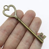 WYSIWYG 2pcs/lot Jewelry Making Handmade Craft Charms 2 Colors Antique Bronze Color 82mm Big Heart Key Pendant