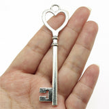 WYSIWYG 2pcs/lot Jewelry Making Handmade Craft Charms 2 Colors Antique Bronze Color 82mm Big Heart Key Pendant