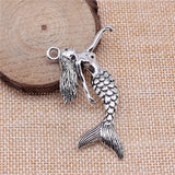 WYSIWYG 2pcs/lot Mermaid Charms For Jewelry Making 50x57mm Antique Silver Color Jewelry Accessories