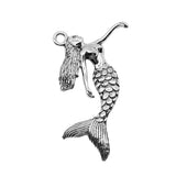 WYSIWYG 2pcs/lot Mermaid Charms For Jewelry Making 50x57mm Antique Silver Color Jewelry Accessories
