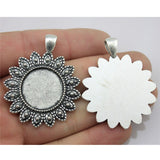 WYSIWYG 3pcs 20mm Inner Size Antique Silver Color Flower Cameo Cabochon Base Setting Charms Pendant Jewelry Accessories