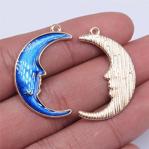 WYSIWYG 3pcs 20x32mm Crescent Moon Charms Pendant For Jewelry Making Enamel KC Gold Color Alloy Charms