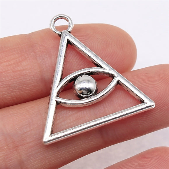 WYSIWYG 3pcs 28x26mm Vintage Horus Eye Pendants Charm For Jewelry Making 2 Colors Triangular Eye Pendants Charm