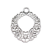 WYSIWYG 3pcs 30x25mm Flower Charms For Jewelry Making Antique Silver Color Flower Charms Carved Hollow Carved Flower Charms