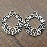 WYSIWYG 3pcs 30x25mm Flower Charms For Jewelry Making Antique Silver Color Flower Charms Carved Hollow Carved Flower Charms