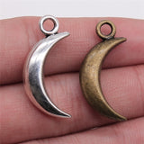WYSIWYG 3pcs 31x14mm Moon Charm Pendants For Jewelry Making Antique Silver Color Crescent Moon Pendants