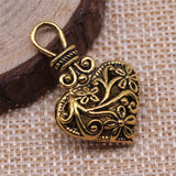 WYSIWYG 3pcs 31x19x9mm 3D Heart Charm Charms Flower Pattern 3D Flowers Heart Hollow Charm EF3697