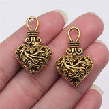 WYSIWYG 3pcs 31x19x9mm 3D Heart Charm Charms Flower Pattern 3D Flowers Heart Hollow Charm EF3697