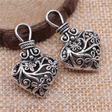 WYSIWYG 3pcs 31x19x9mm 3D Heart Charm Charms Flower Pattern 3D Flowers Heart Hollow Charm EF3697