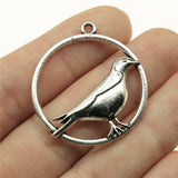 WYSIWYG 3pcs 33mm Antique Silver Color Round Bird Charm Bird Round Pendants For Jewelry Making Round Bird Pendants