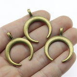WYSIWYG 3pcs 33x26mm Pendant Horns Crescent Moon Charm Pendants For Jewelry Making Antique Silver Color Horns Pendants
