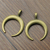 WYSIWYG 3pcs 33x26mm Pendant Horns Crescent Moon Charm Pendants For Jewelry Making Antique Silver Color Horns Pendants