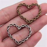 WYSIWYG 3pcs 33x28mm Antique Silver Color Antique Bronze Love Heart Pendants Heart Hollow Charm Pendants Hollow Heart Pendants