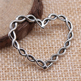 WYSIWYG 3pcs 33x28mm Antique Silver Color Antique Bronze Love Heart Pendants Heart Hollow Charm Pendants Hollow Heart Pendants