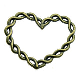 WYSIWYG 3pcs 33x28mm Antique Silver Color Antique Bronze Love Heart Pendants Heart Hollow Charm Pendants Hollow Heart Pendants