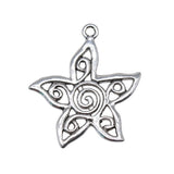 3 colgantes de flor hueca de 33 x 30 mm, color plata antigua, con forma de flor tallada, ef4774