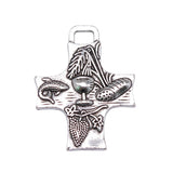 WYSIWYG 3pcs 34x26mm Antique Silver Color Antique Bronze Plated Religious Cross Pendant Food Cross Charm Food Cross Pendant