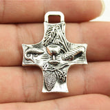 WYSIWYG 3pcs 34x26mm Antique Silver Color Antique Bronze Plated Religious Cross Pendant Food Cross Charm Food Cross Pendant