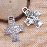 WYSIWYG 3pcs 34x26mm Antique Silver Color Antique Bronze Plated Religious Cross Pendant Food Cross Charm Food Cross Pendant