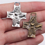 WYSIWYG 3pcs 34x26mm Antique Silver Color Antique Bronze Plated Religious Cross Pendant Food Cross Charm Food Cross Pendant