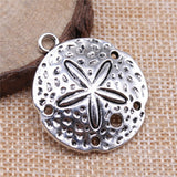 WYSIWYG 3pcs 35x30mm Sand Dollar Charm Pendants For Jewelry Making Antique Silver Color Sand Dollar Pendants Charm
