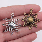 WYSIWYG 3pcs 35x31mm Pendant Sun Sun Charm Pendants For Jewelry Making Antique Silver Color Sun Pendants
