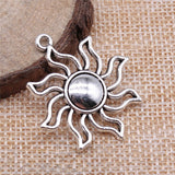 WYSIWYG 3pcs 35x31mm Pendant Sun Sun Charm Pendants For Jewelry Making Antique Silver Color Sun Pendants