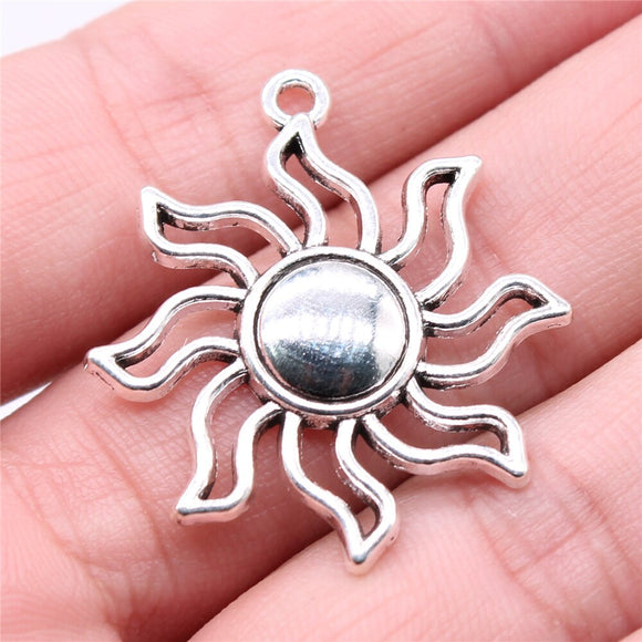 WYSIWYG 3pcs 35x31mm Pendant Sun Sun Charm Pendants For Jewelry Making Antique Silver Color Sun Pendants