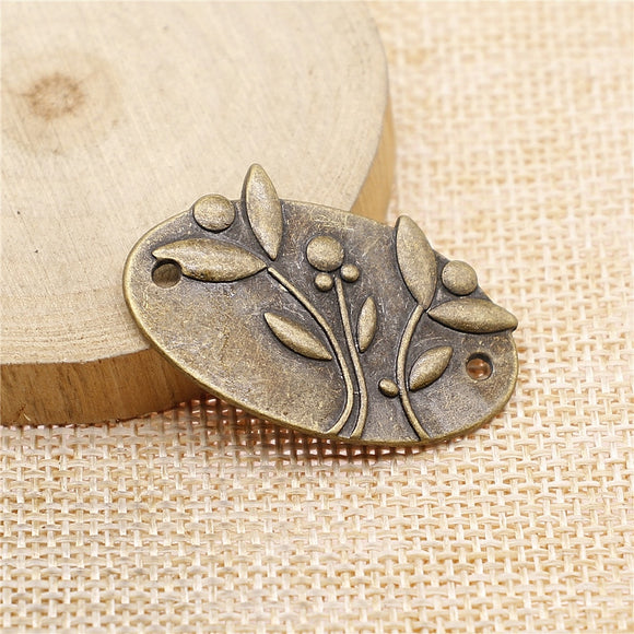 WYSIWYG 3pcs 38x25mm Vintage Flower Connector Charms Charm For Jewelry Making Antique Bronze Color Flower Charms Charm Flower
